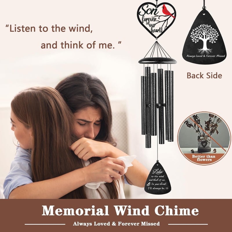 VENBEEL Memorial Gifts for Loss of Son, 32" Cardinal Memorial Wind Chimes for Loss of Son, Sympathy Wind Chimes Gifts in Memory of Son - Image 2